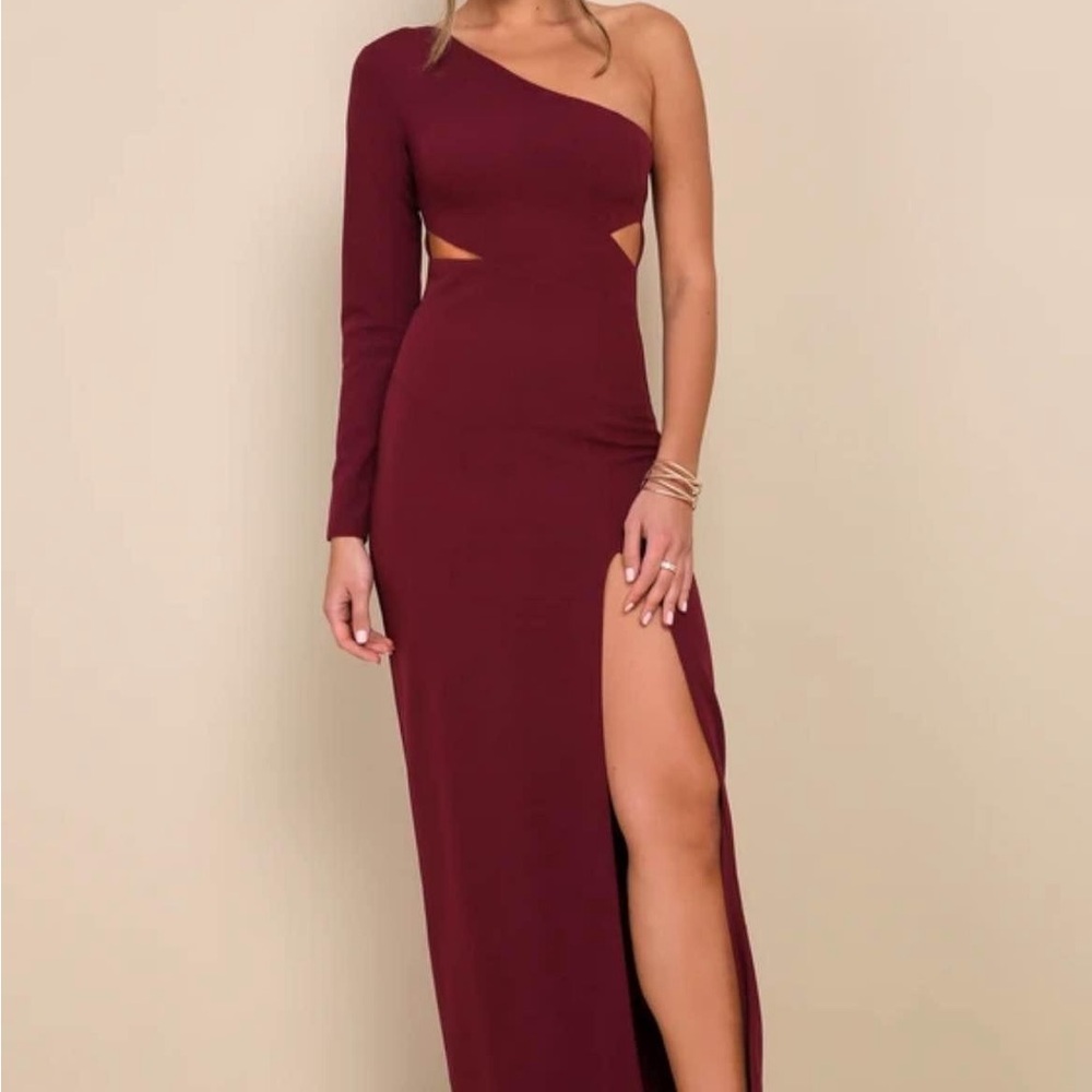 Elegant One-Shoulder Burgundy/Plum Dress